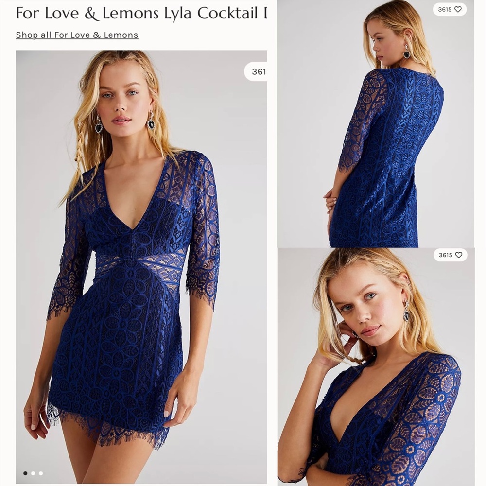 *Sold * For Love & Lemons Lyla Cocktail Dress new with tags size small blue, - Picture 6 of 16